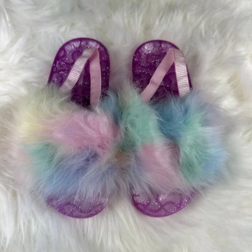 Tucker + Tate Hera Faux Fur Sandals in Purple Rainbow - Picture 2 of 4